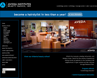 Aveda Institute of Atlanta web screenshot
