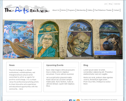 The Arts Exchange web screenshot