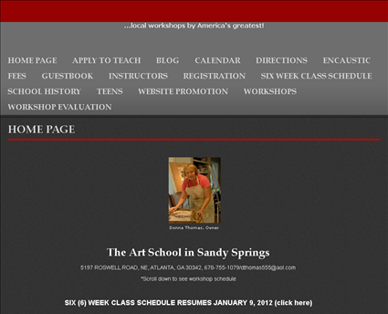 Art School in Sandy Springs web screenshot
