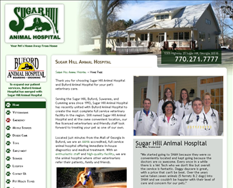 Sugar Hill Animal Hospital web screenshot