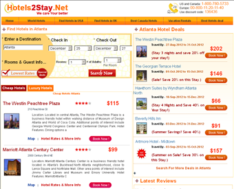 hotels2stay web screenshot