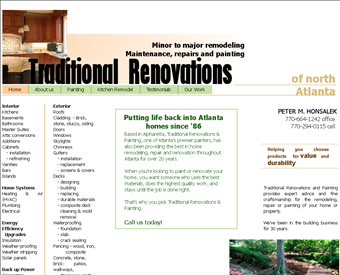 Traditional Remodeling and Renovations web screenshot