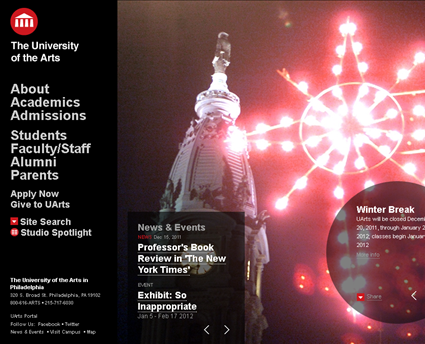 University of The Arts web screenshot