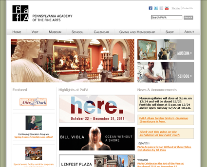 Academy of Fine Arts web screenshot