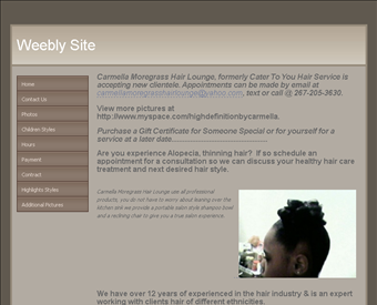 Carmella Moregrass Hair Lounge web screenshot