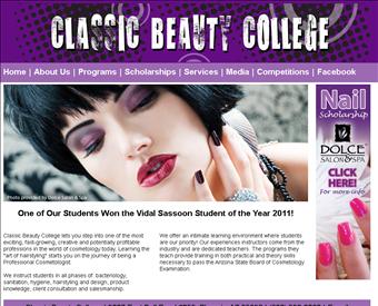Classic Beauty College web screenshot