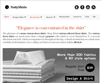 Natty Shirts Mens Clothing and Custom Shirts web screenshot