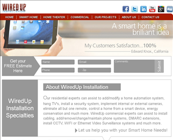 WiredUp Installation web screenshot