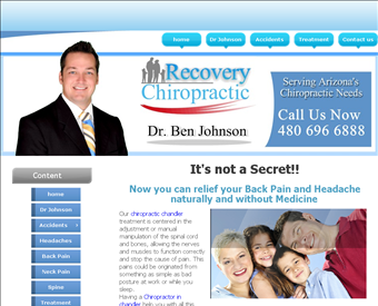 Recovery Chiropractic web screenshot