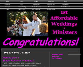 1st Affordable Weddings & Ministers web screenshot