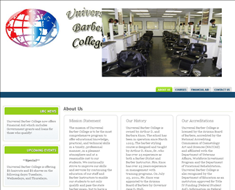 Universal Barber College web screenshot