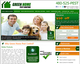 Green Home Pest Control Inc. web screenshot