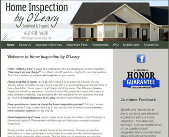 O'Leary Home Inspection web screenshot