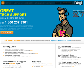 iYogi - Computer  Technical Support web screenshot
