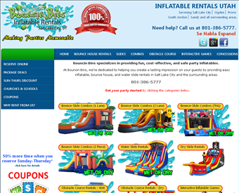 Bouncin Bins Rentals web screenshot