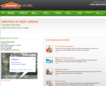 Servpro of West Jordan web screenshot