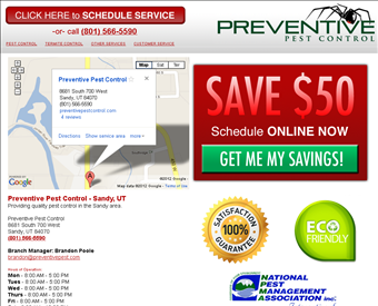 Preventive Pest Control Sandy web screenshot