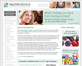 SkinScience Institute web screenshot