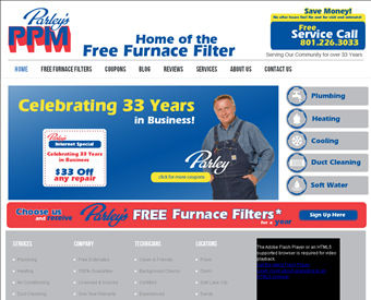 Parleys PPM Plumbing Heating & Cooling web screenshot