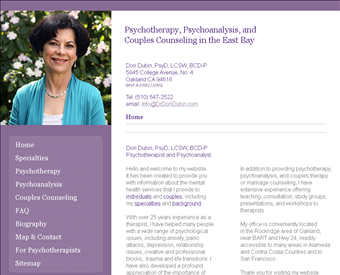 Dori Dubin, PsyD web screenshot