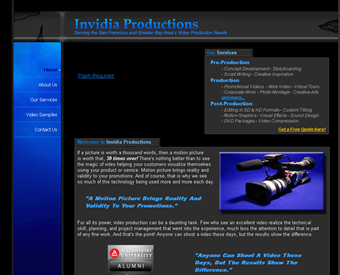 Invidia Productions web screenshot