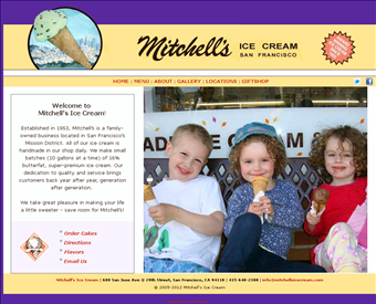 Mitchell's Ice Cream web screenshot