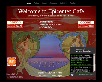 Epicenter Cafe web screenshot