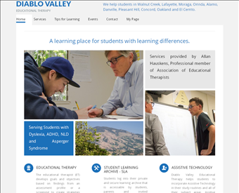 Diablo Valley Educational Therapy web screenshot