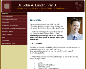 John A. Lundin, Psy.D., Psychologist web screenshot
