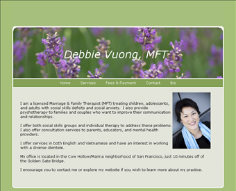 Debbie Vuong, MFT, Psychotherapist web screenshot
