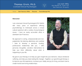 Thomas Ervin, PhD web screenshot