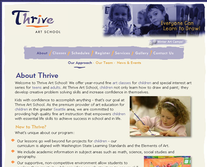 Thrive Art School web screenshot