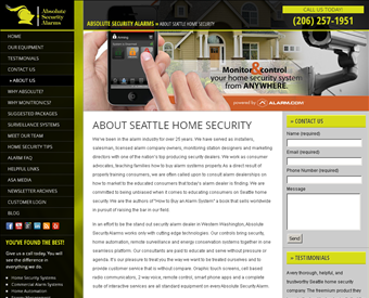 Absolute Security Alarms web screenshot
