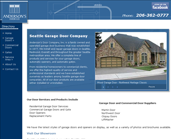 Anderson's Door Company, Seattle Garage Doors, Everett Garage Door Repair, Anderson Door Co. Seattle web screenshot