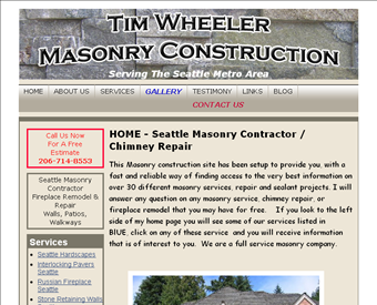 Tim Wheeler Masonry Construction web screenshot