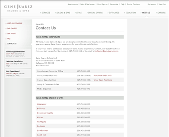 Gene Juarez Advanced Training Salon web screenshot