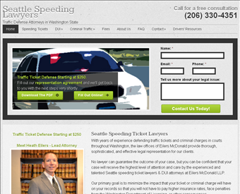 Seattle Speeding Lawyers web screenshot