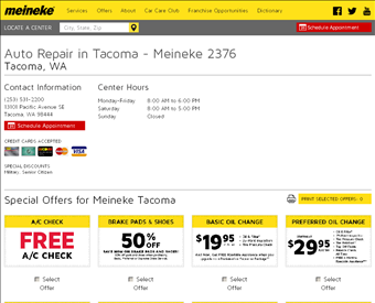 Meineke Car Care Center web screenshot