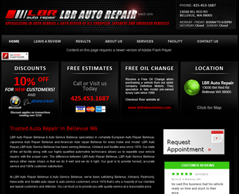 LBR Auto Repair web screenshot