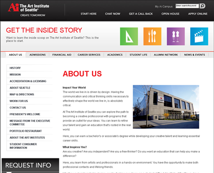 The Art Institutes web screenshot