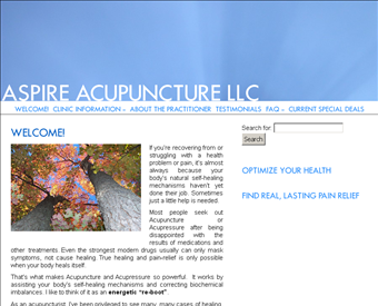 Aspire Acupuncture LLC web screenshot