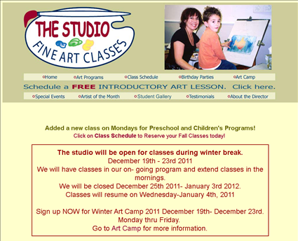 Studio Fine Art Class web screenshot
