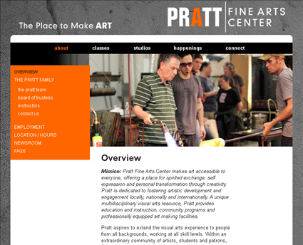 Pratt Fine Arts Center web screenshot