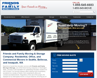 Friends and Family Moving & Storage web screenshot