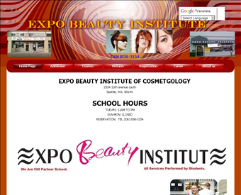 Expo Beauty Institute web screenshot