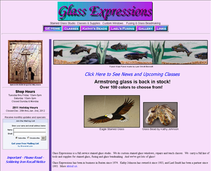 Glass Expressions web screenshot