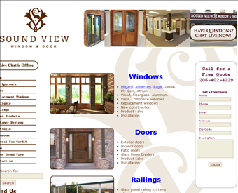 Sound View Window & Door, Inc. web screenshot