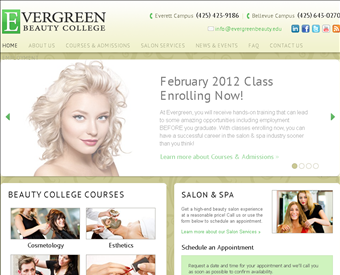 Bellevue Beauty School web screenshot