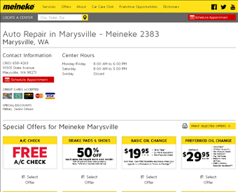 Meineke Car Care Center web screenshot