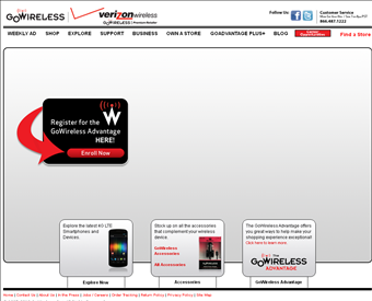 GoWireless Premium Verizon Wireless Retail web screenshot